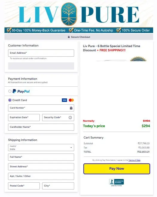 Liv Pure Checkout